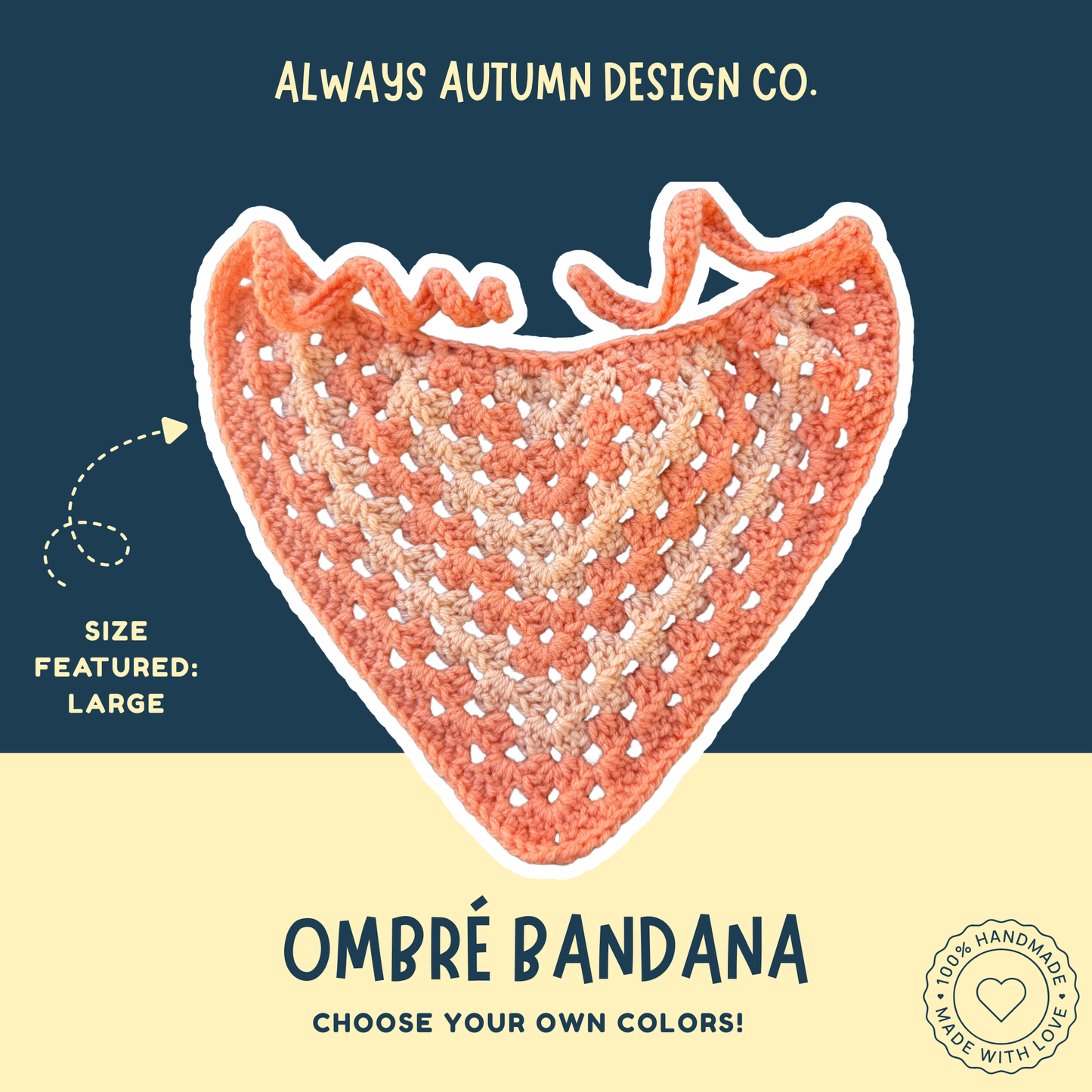 Ombré Dog Bandana | Handmade Crochet Pet Accessory | Made to Order