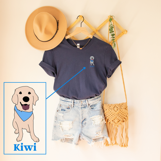 Embroidered Golden Retriever Pocket Tee