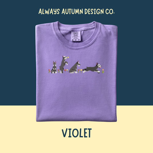 Pre-Order Embroidered Schnauzer in the Flowers