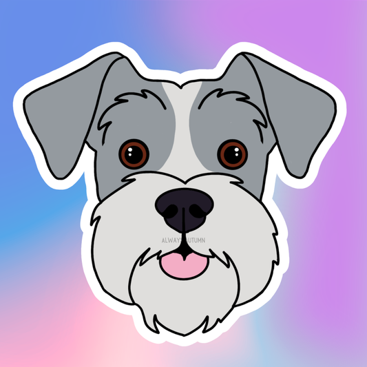 Personalized Schnauzer Face (Ears Flopped) Dog Sticker Sticker or Magnet