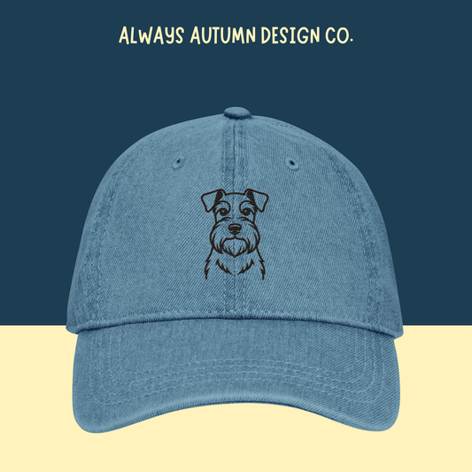 Schnauzer Outline Embroidered Hat