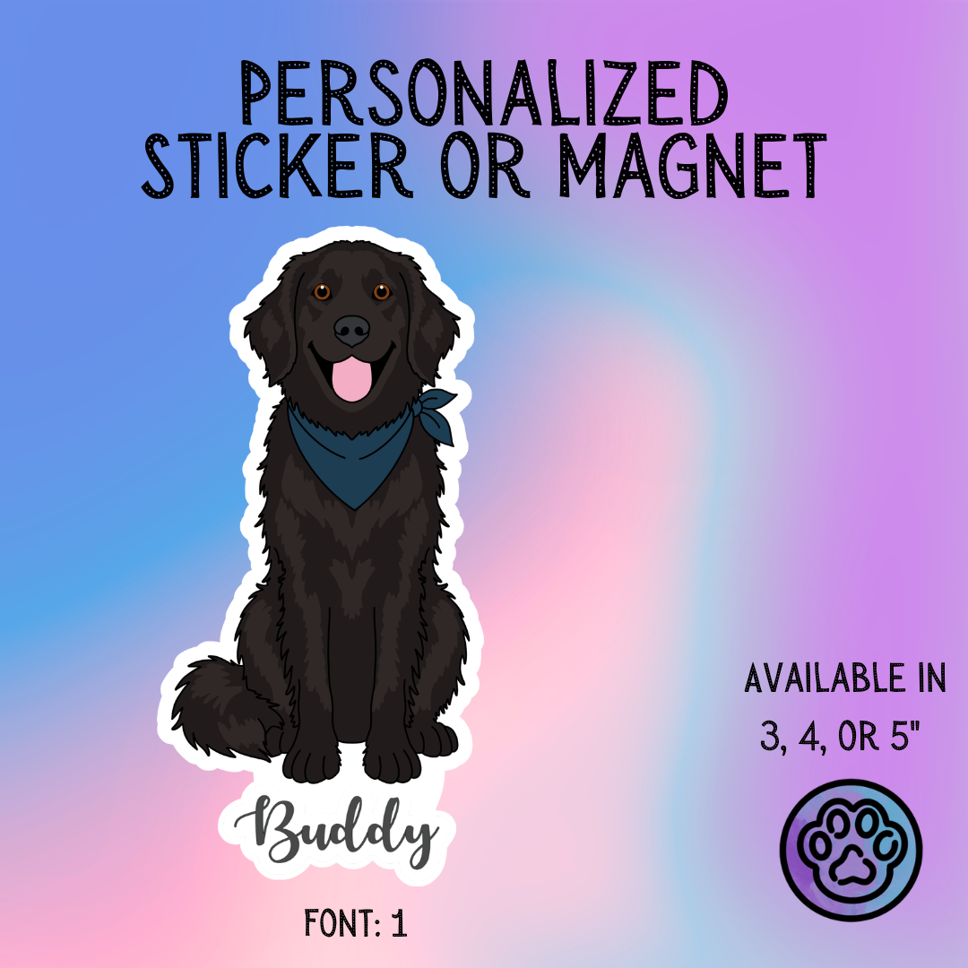 Flat Coated Retriever Sticker or Magnet