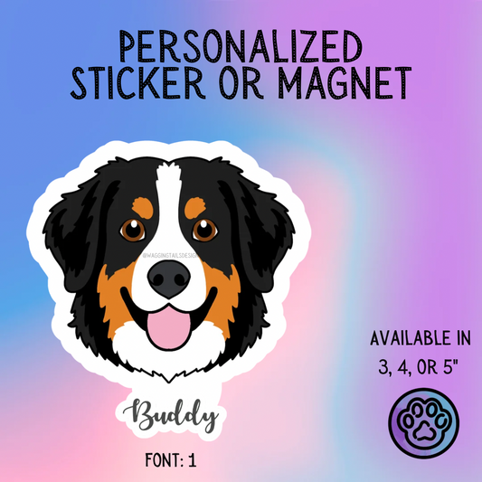 Bernese Mountain Dog Face Sticker or Magnet