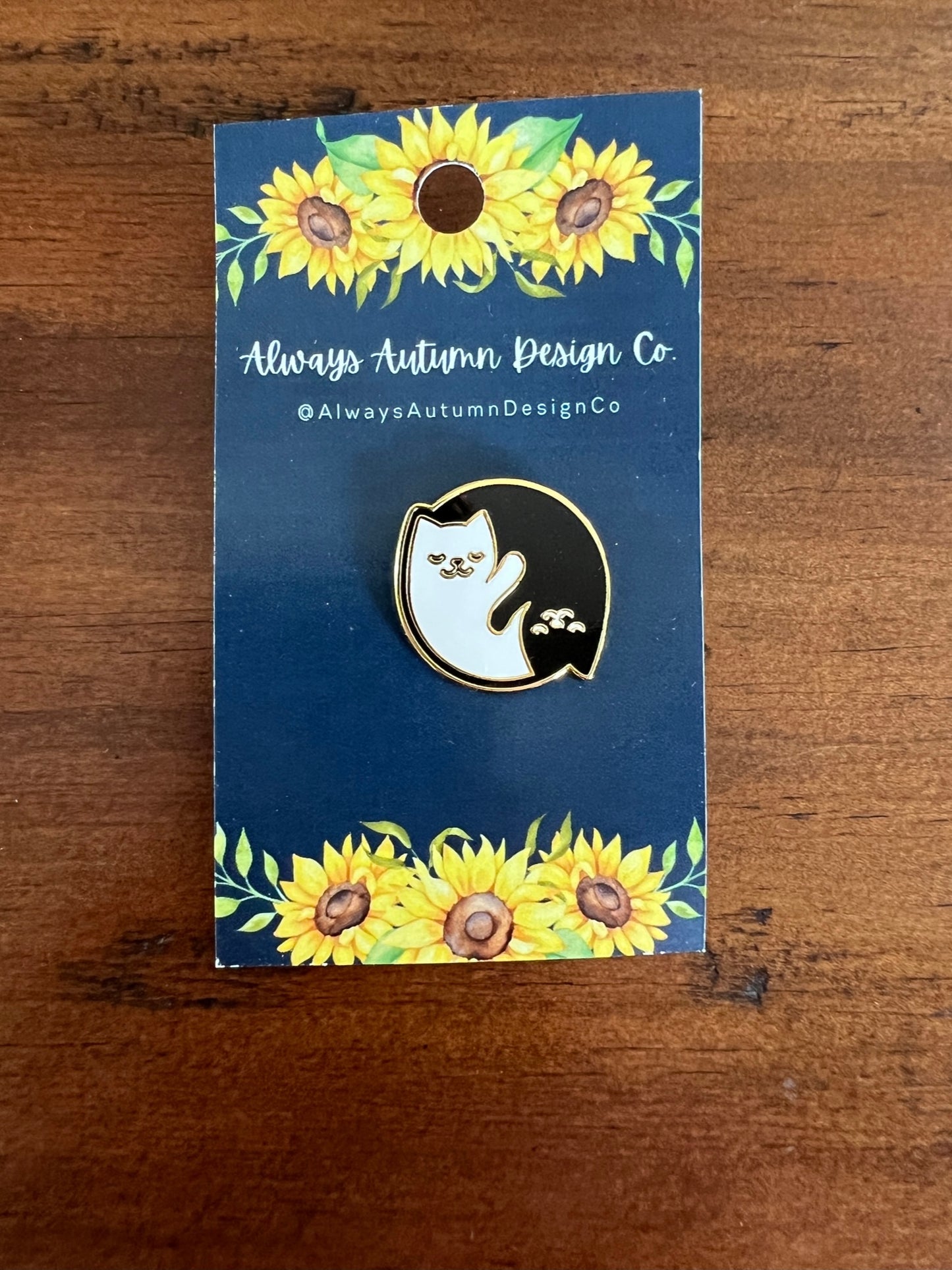 Cat Ying & Yang Enamel Pin