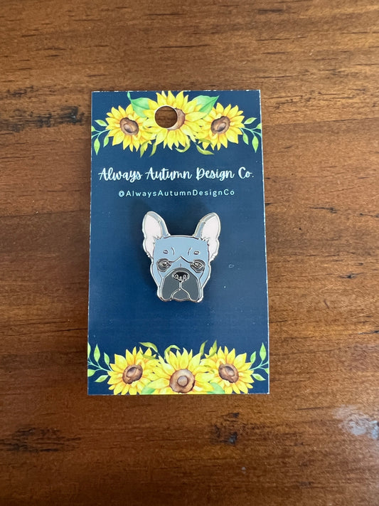 Gray French Bulldog Enamel Pin