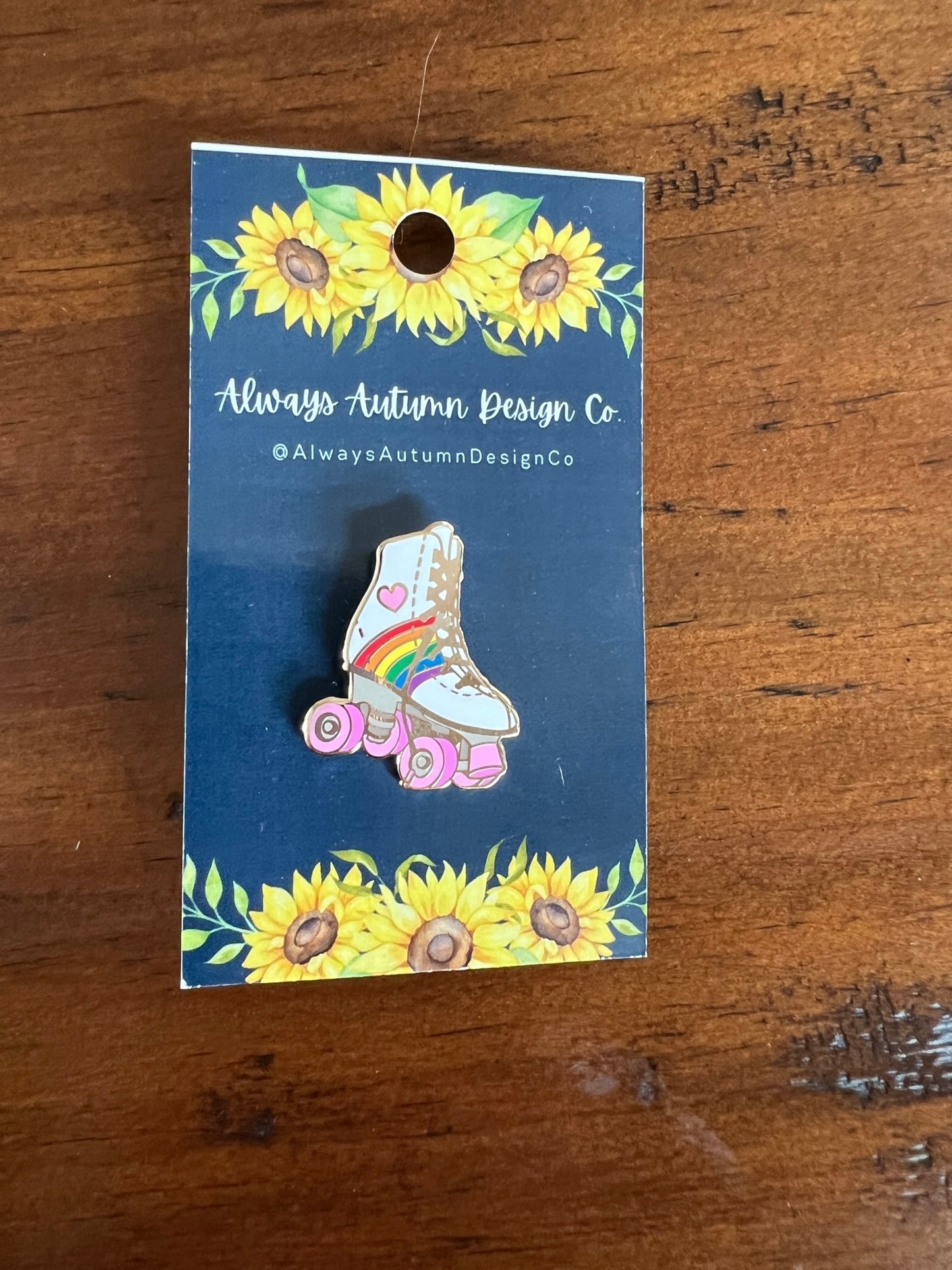 Rainbow Roller Skate Enamel Pin