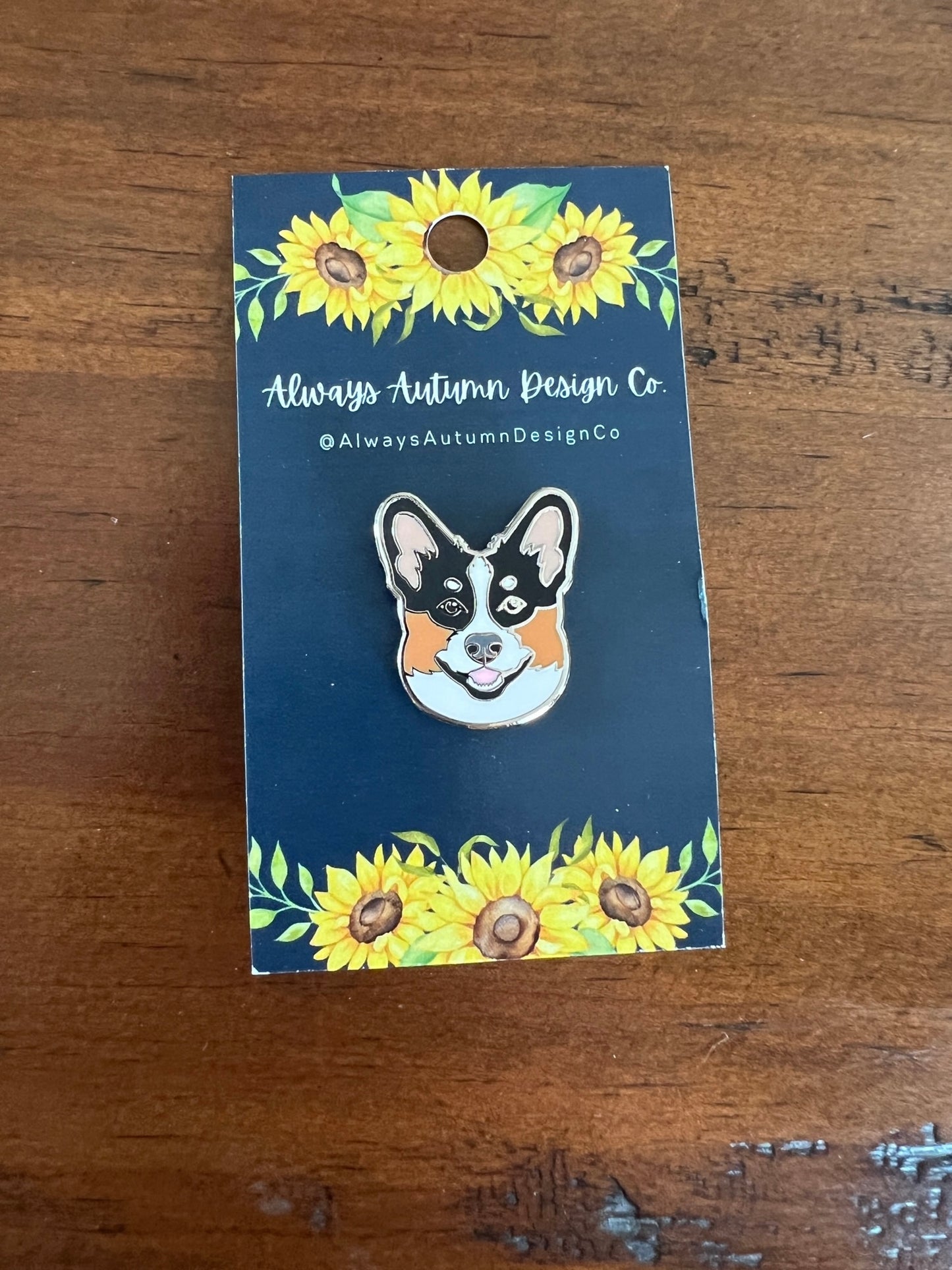 Tricolor Corgi Enamel Pin