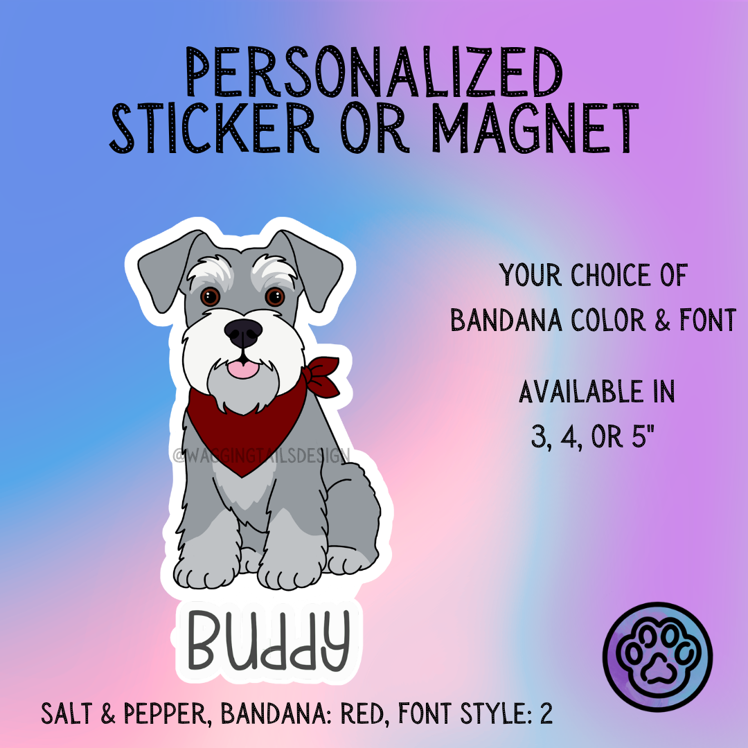 Miniature Schnauzer Dog Sticker Sticker or Magnet
