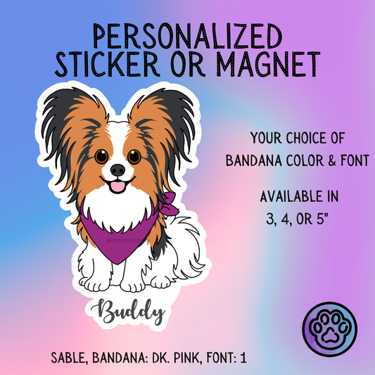 Papillon (Butterfly Ears) Dog Sticker Sticker or Magnet