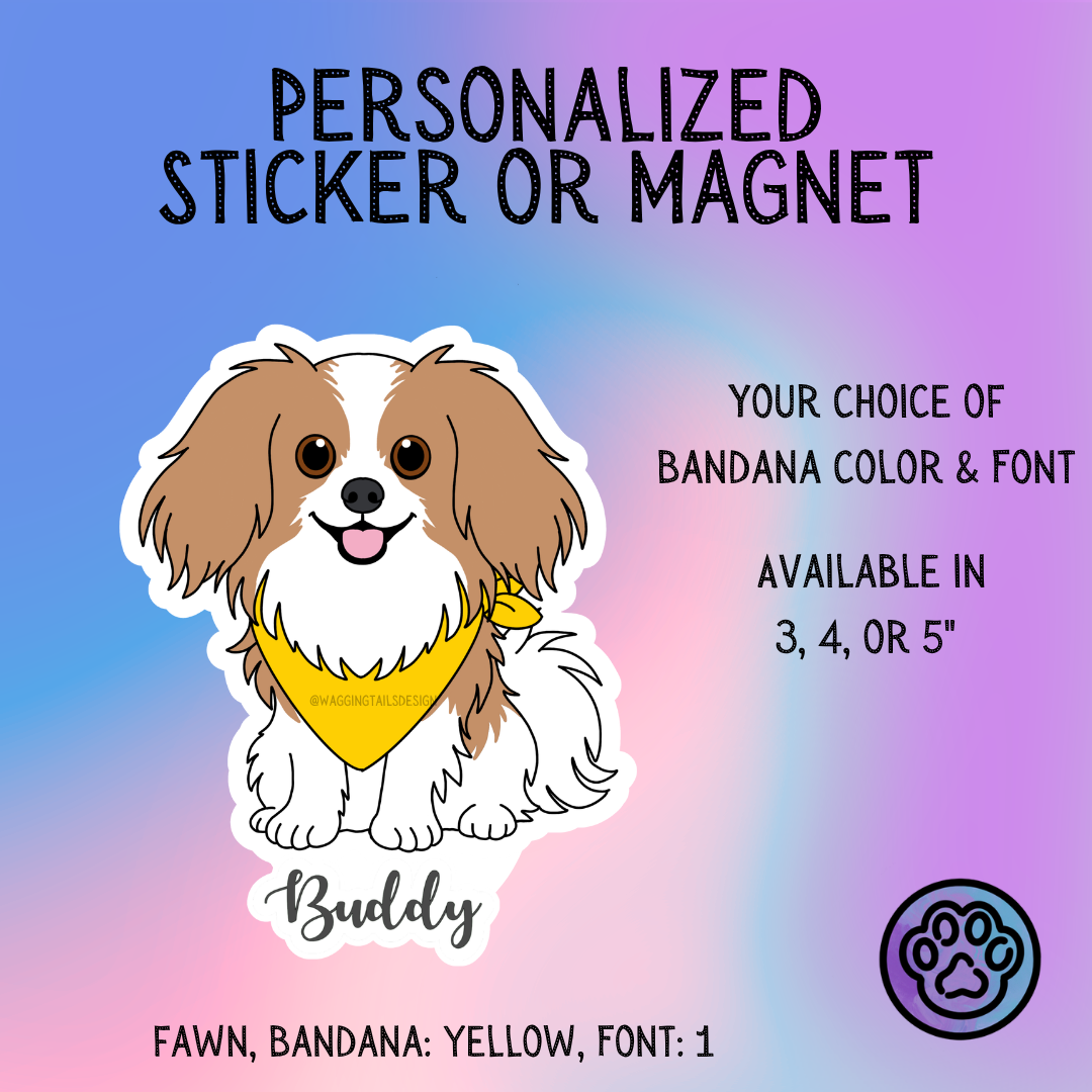 Papillon (Phalène) Dog Sticker Sticker or Magnet