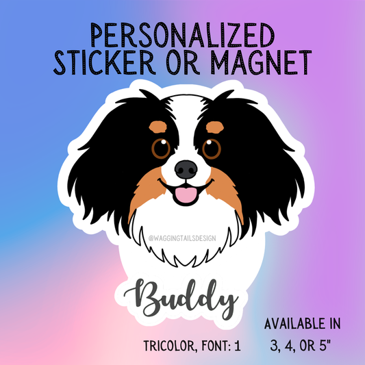 Papillon (Phalène) Face Dog Sticker Sticker or Magnet