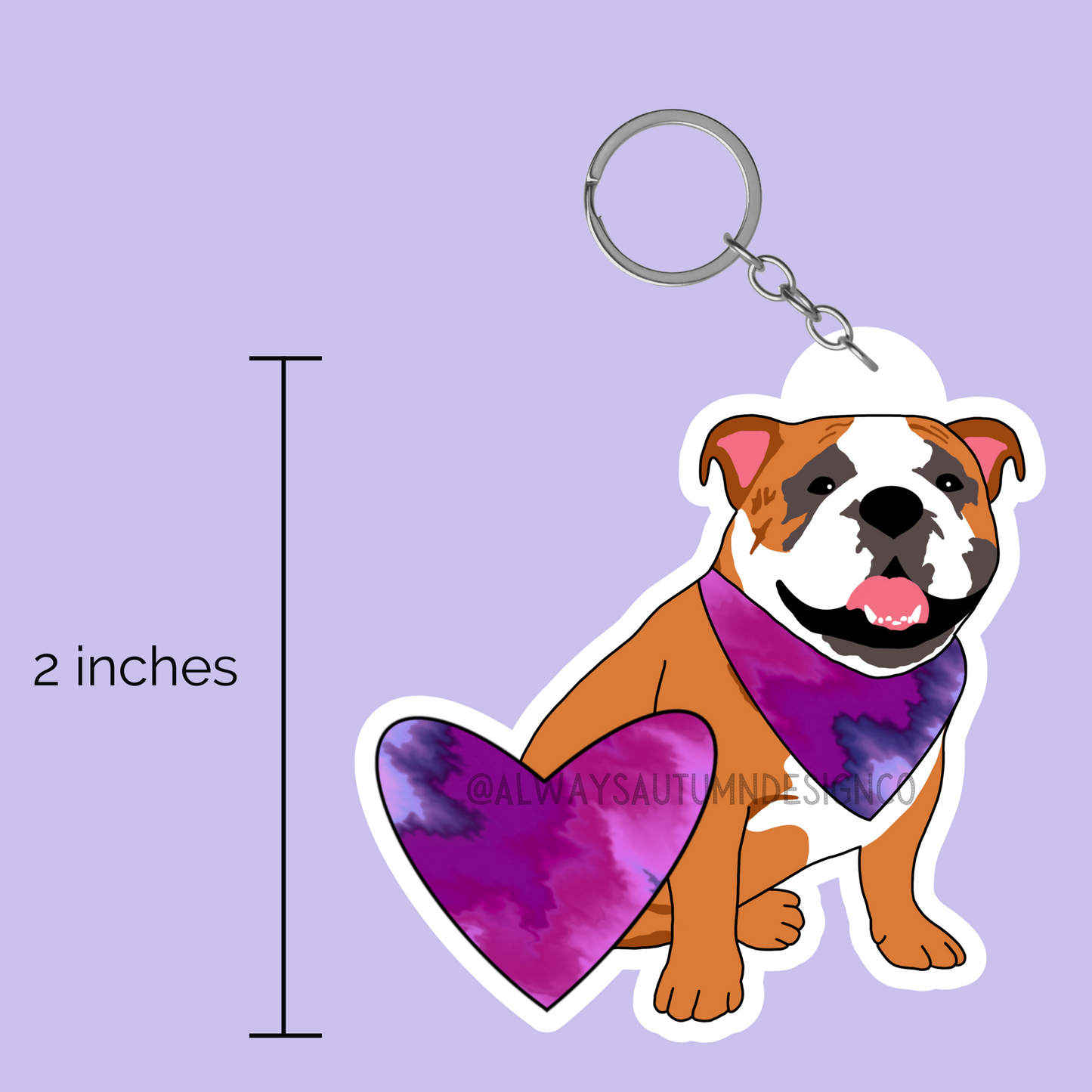 English Bulldog Keychain (9 colors available!)