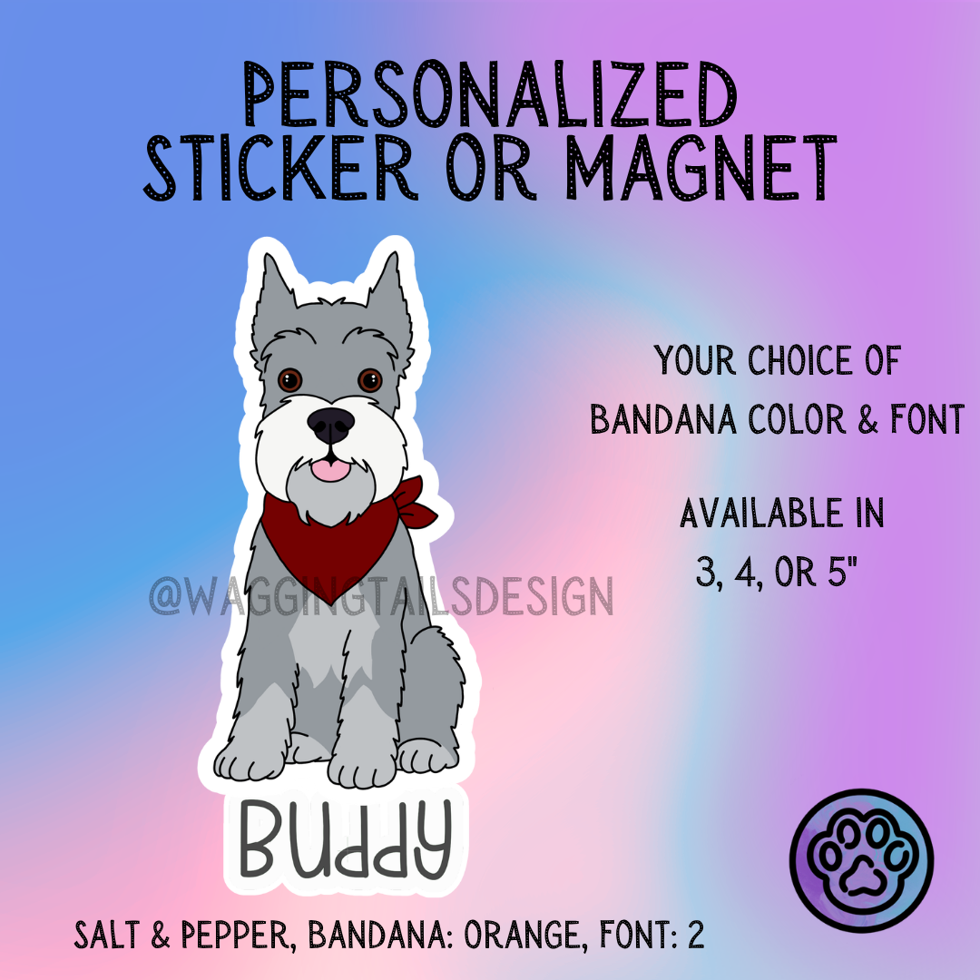 Standard Schnauzer (Cropped) Dog Sticker Sticker or Magnet