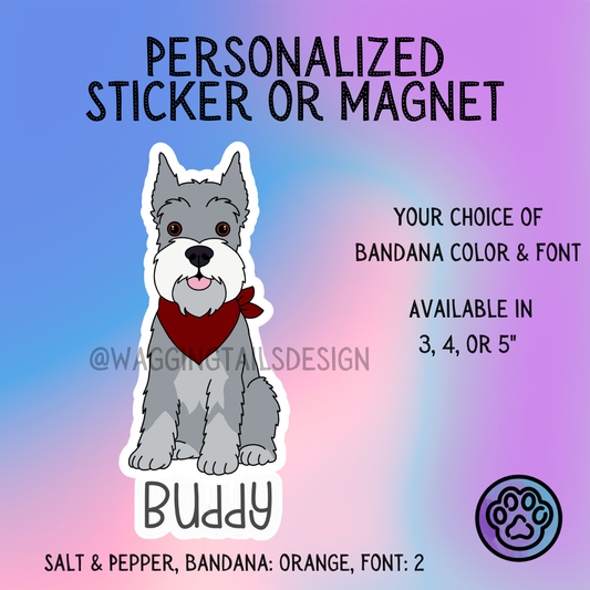 Standard Schnauzer (Cropped) Dog Sticker Sticker or Magnet