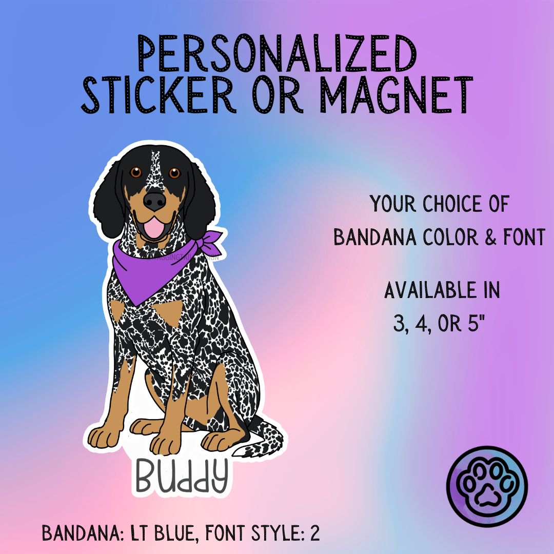 Bluetick Coondog Dog Sticker Sticker or Magnet