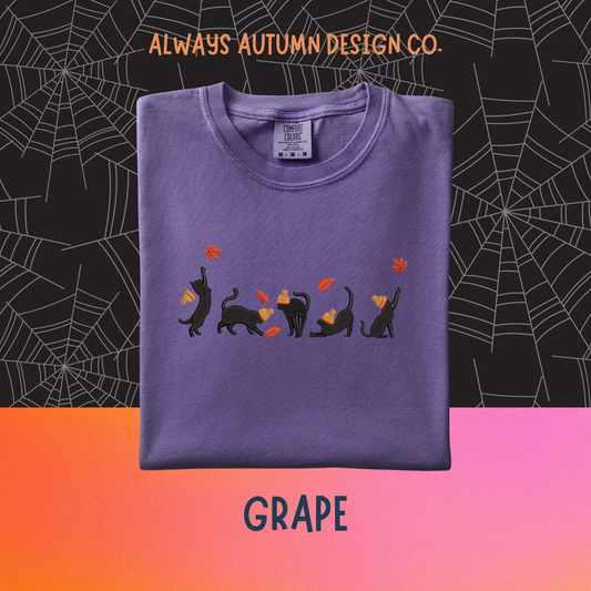 Embroidered Autumn Cats Shirt