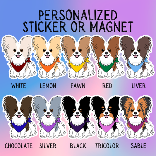 Papillon (Butterfly Ears) Dog Sticker Sticker or Magnet