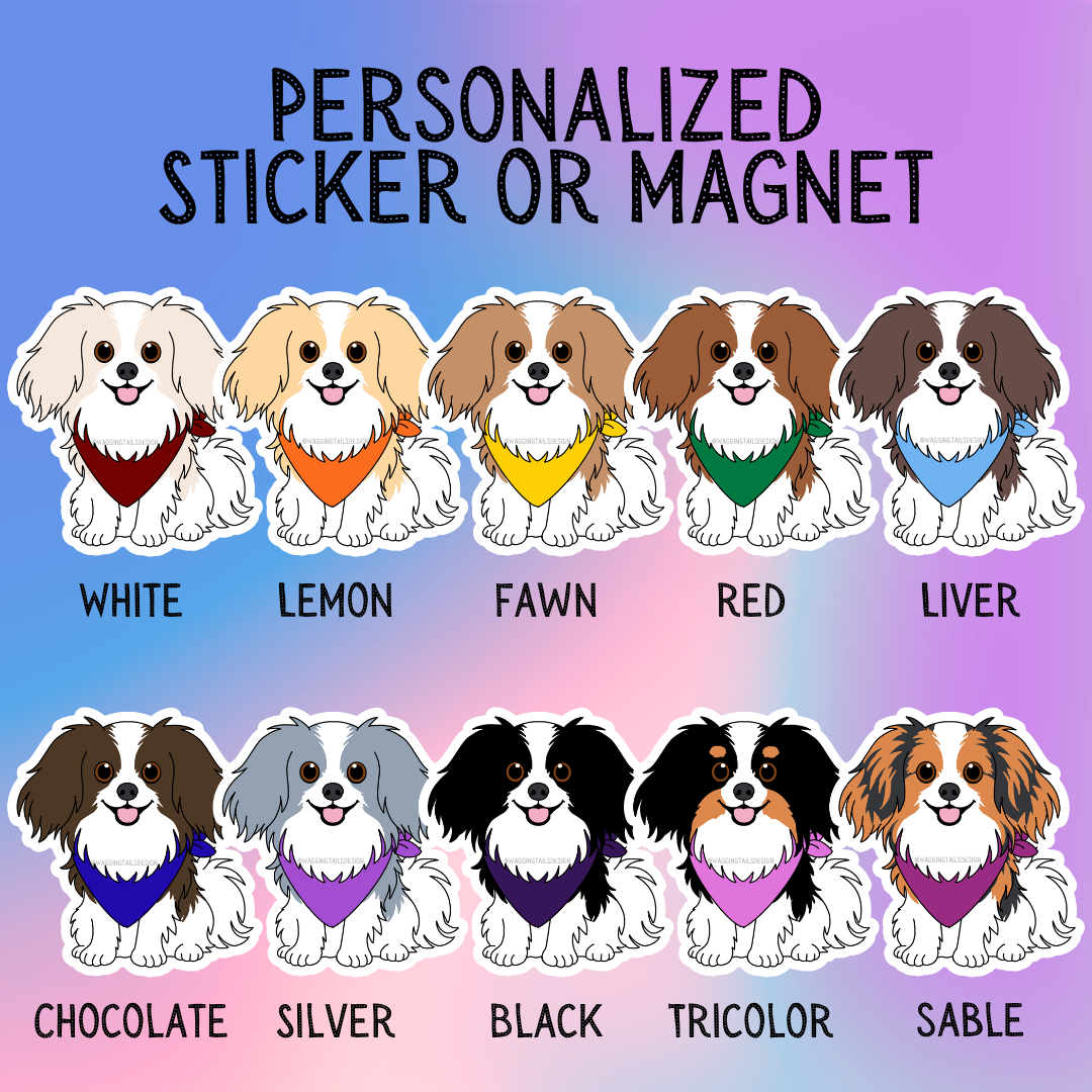 Papillon (Phalène) Dog Sticker Sticker or Magnet