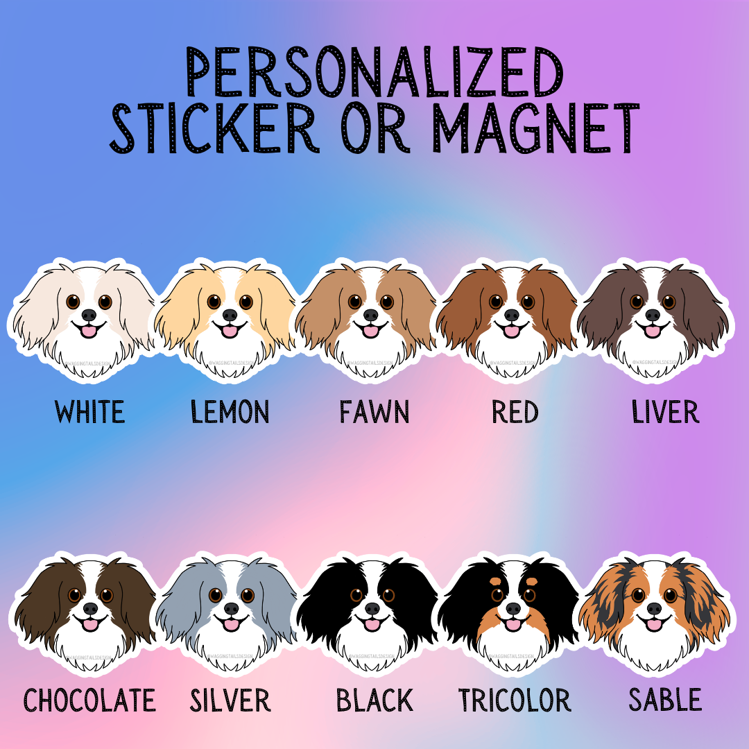 Papillon (Phalène) Face Dog Sticker Sticker or Magnet