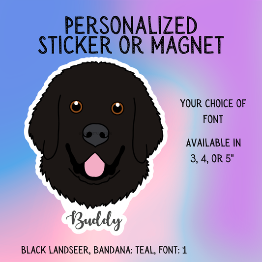 Newfoundland Face Dog Sticker Sticker or Magnet